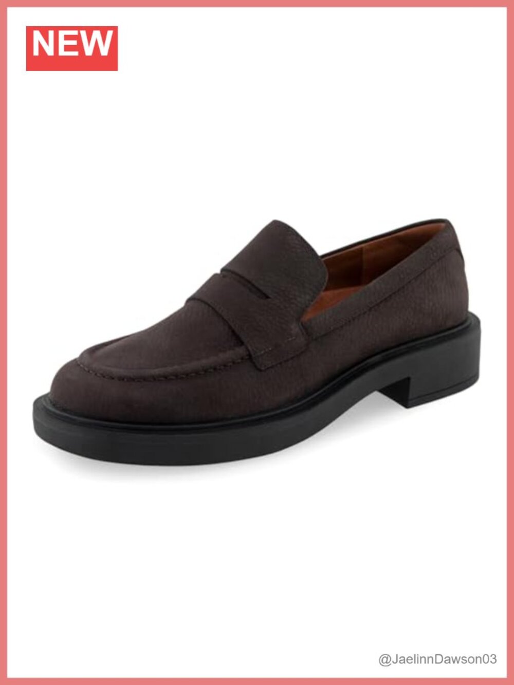 Aerosoles Gelso Leather Block Heel Penny Loafer Slip On Comfort